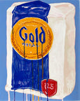 Blue and Gold Flour Sack, 16"x20" Painting