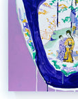Indigo Lidded Scenic Jar, 18"x24" Painting
