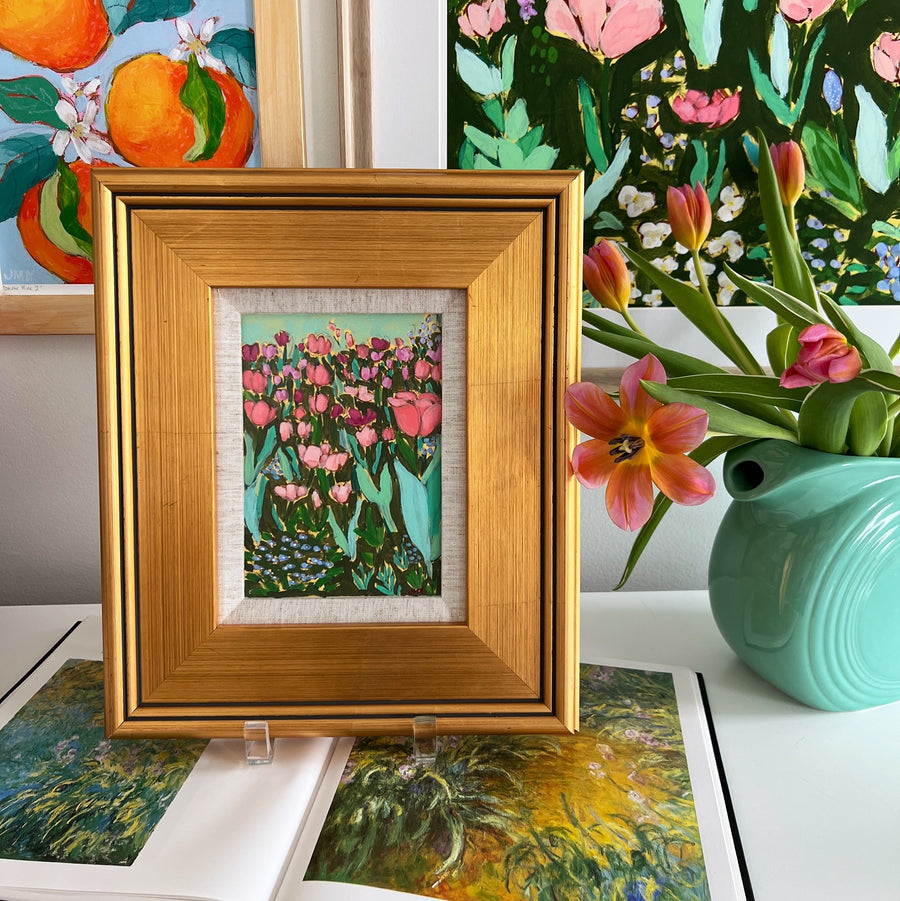 Tulip Field, 5x7" painting on paper // 11x13" framed