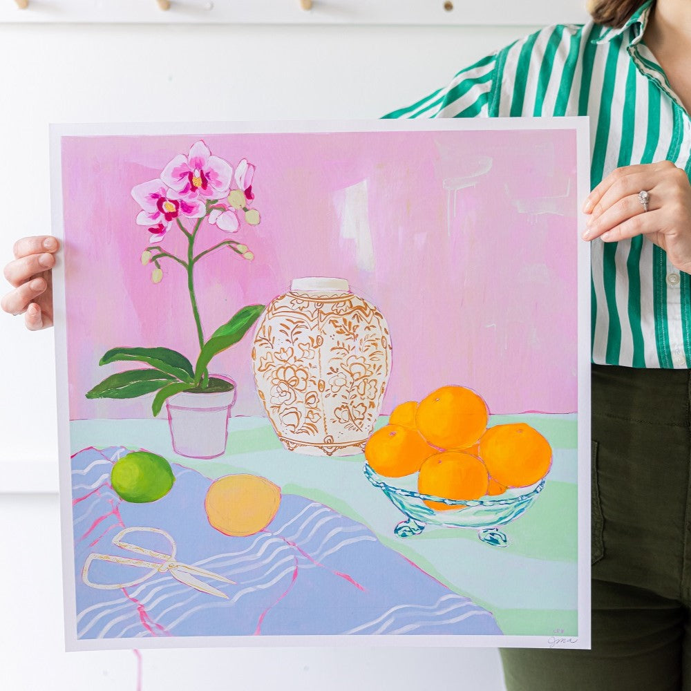 Still Life with Striped Cloth, 20x20" Print (in stock)