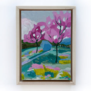Perennially Blooming, 5"x7" Landscape Painting (framed)