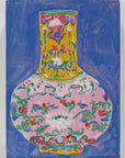 Pink and Yellow Vase, 5"x7" Painting
