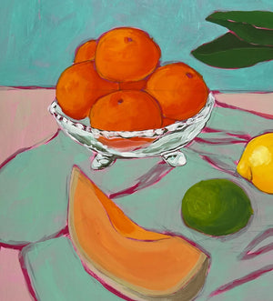 Still Life with Oranges and Papaya, 30"x30" Painting
