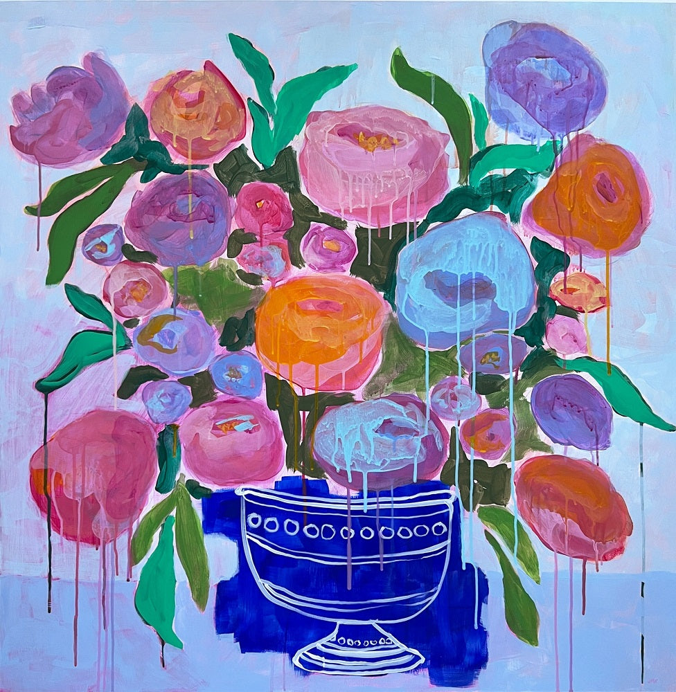 A Garden in the Rain, 36"x36" Painting