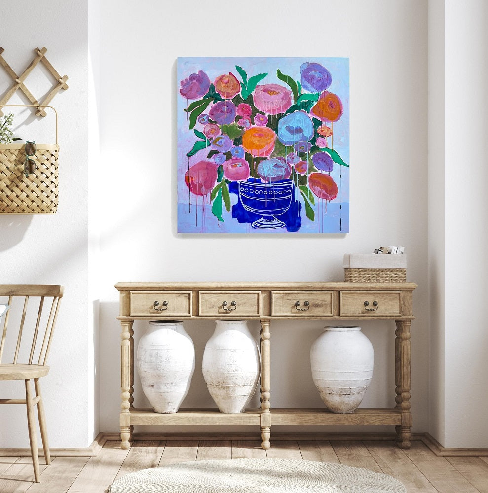 A Garden in the Rain, 36"x36" Painting