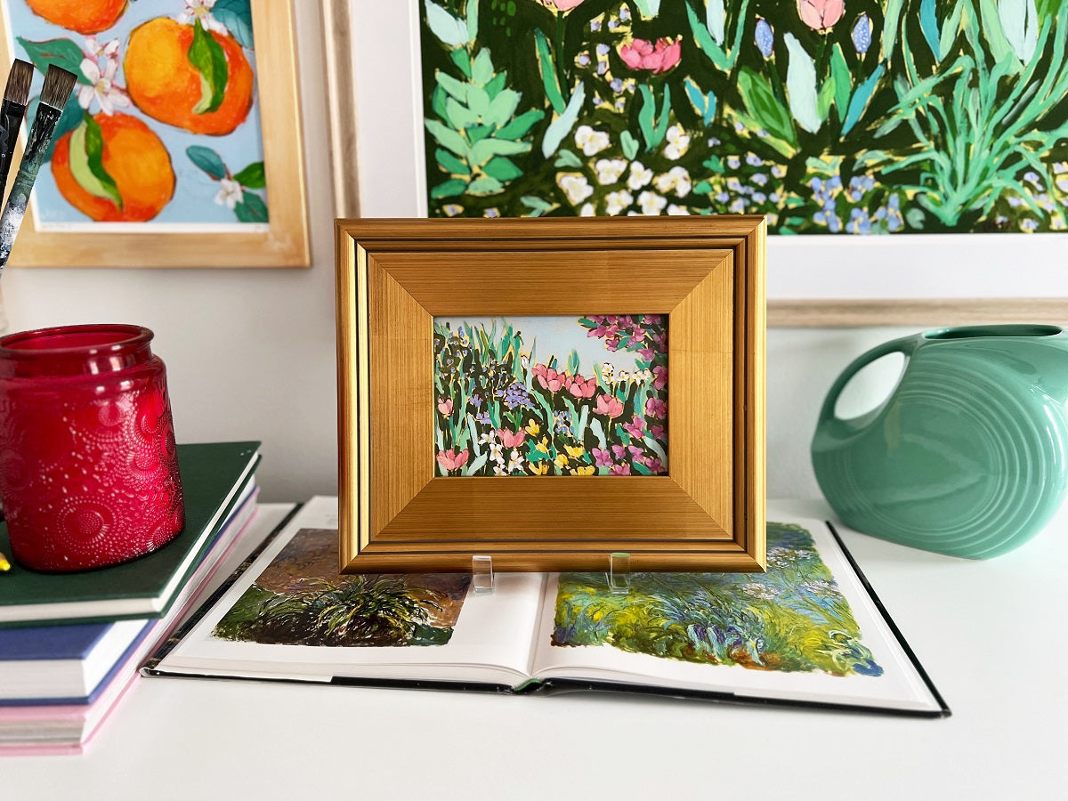 Along the Pond, 5x7" painting on paper // 10"x12" framed