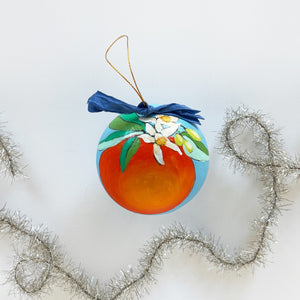 Azure Orange Blossom Round Ornament 1