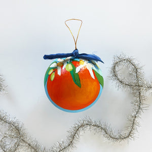 Azure Orange Blossom Round Ornament 2