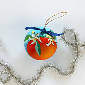 Azure Orange Blossom Round Ornament 3