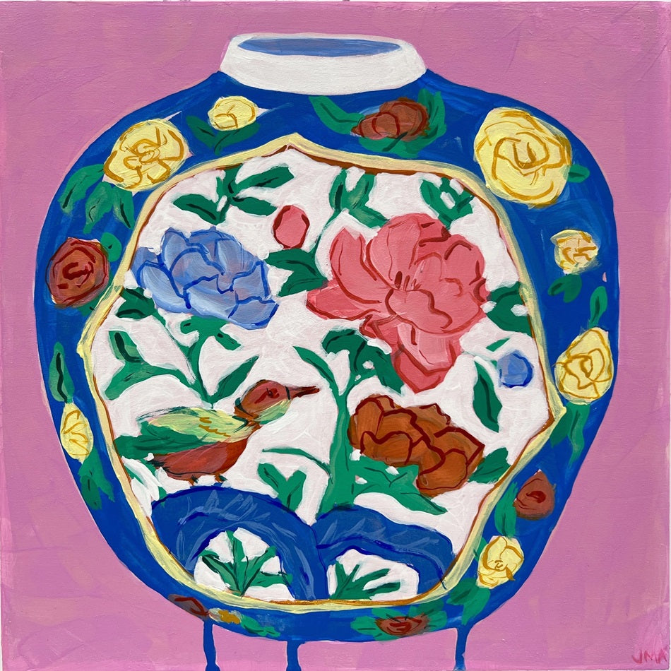 Bird on a Jar, 10"x10" Painting