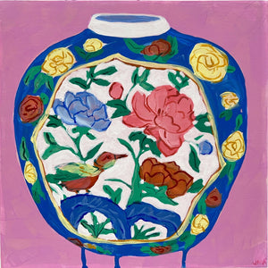 Bird on a Jar, 10"x10" Painting