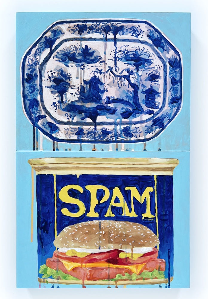 Cobalt Blue Canned Ham Tin, 11"x14" Painting