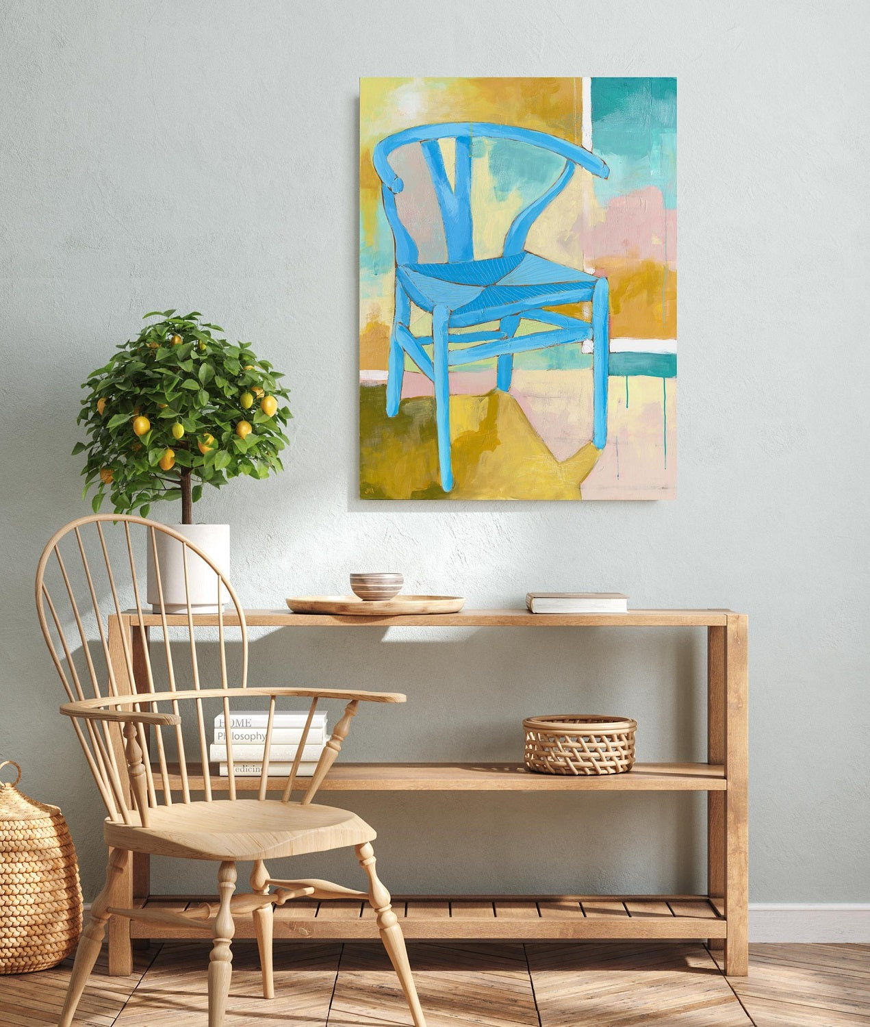Chair in Turquoise, 30"x40" Painting