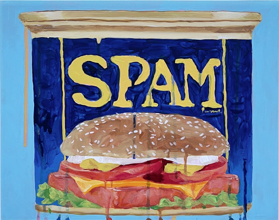 Cobalt Blue Canned Ham Tin, 11"x14" Painting