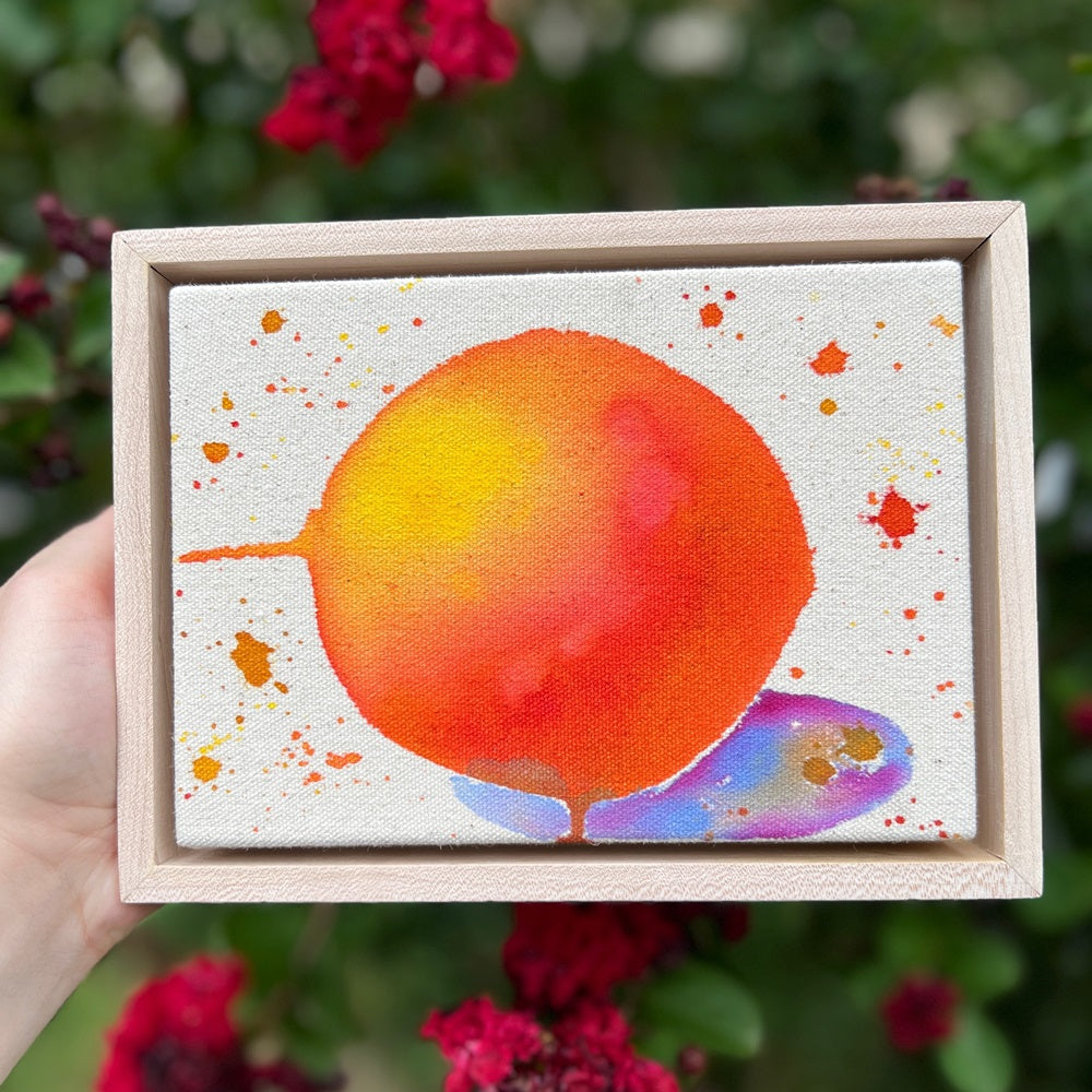 Cosmic Oranges 1, 5"x7" Painting // Framed