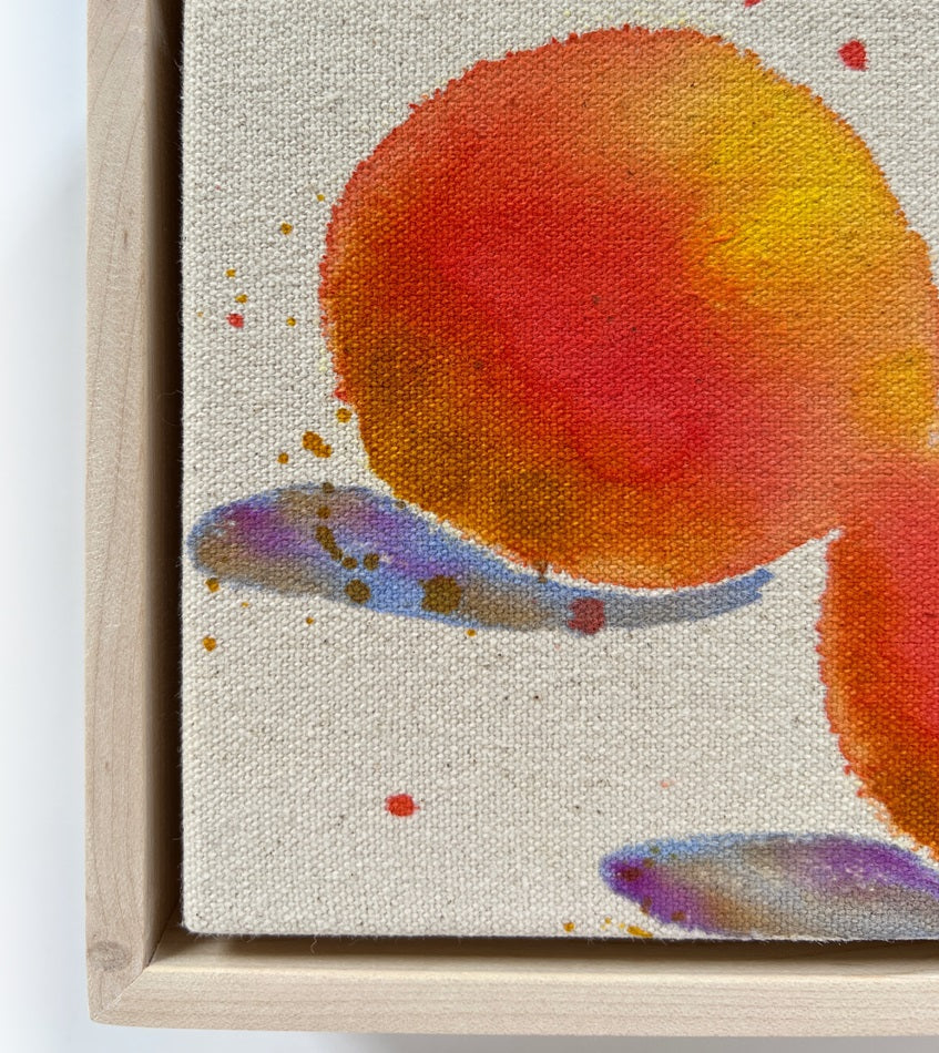 Cosmic Oranges 2, 5"x7" Painting // Framed
