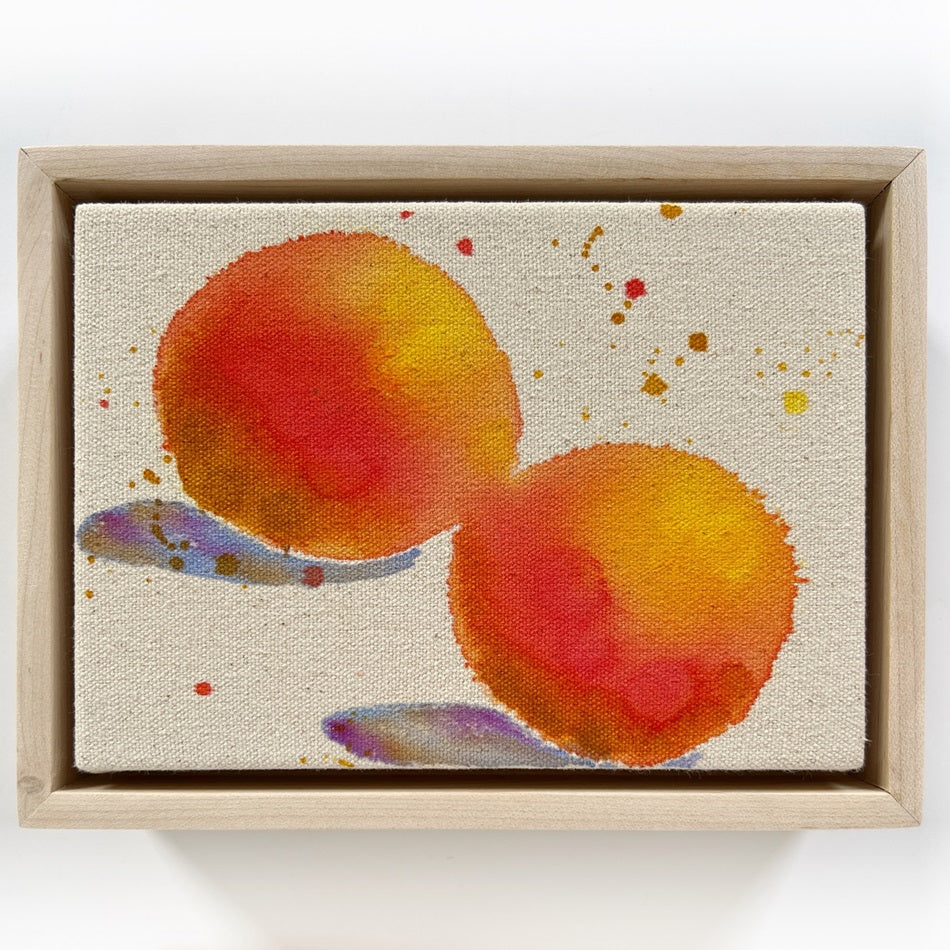 Cosmic Oranges 2, 5"x7" Painting // Framed