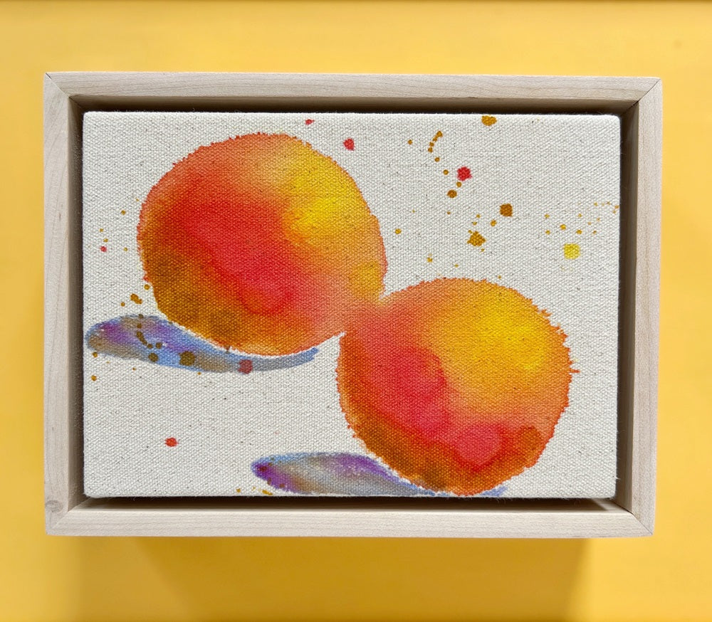 Cosmic Oranges 2, 5"x7" Painting // Framed