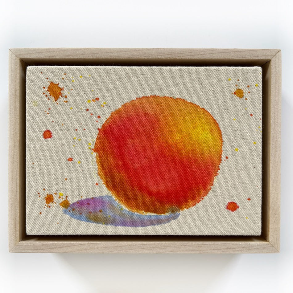 Cosmic Oranges 3, 5"x7" Painting // Framed