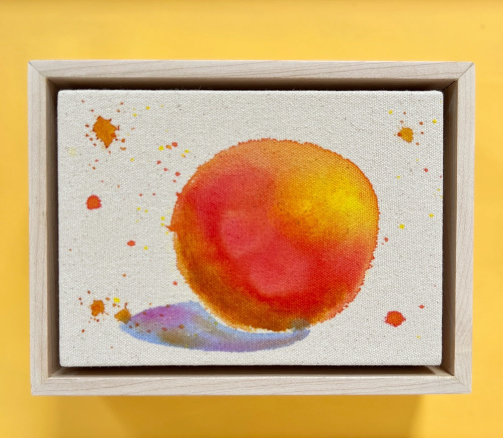 Cosmic Oranges 3, 5"x7" Painting // Framed