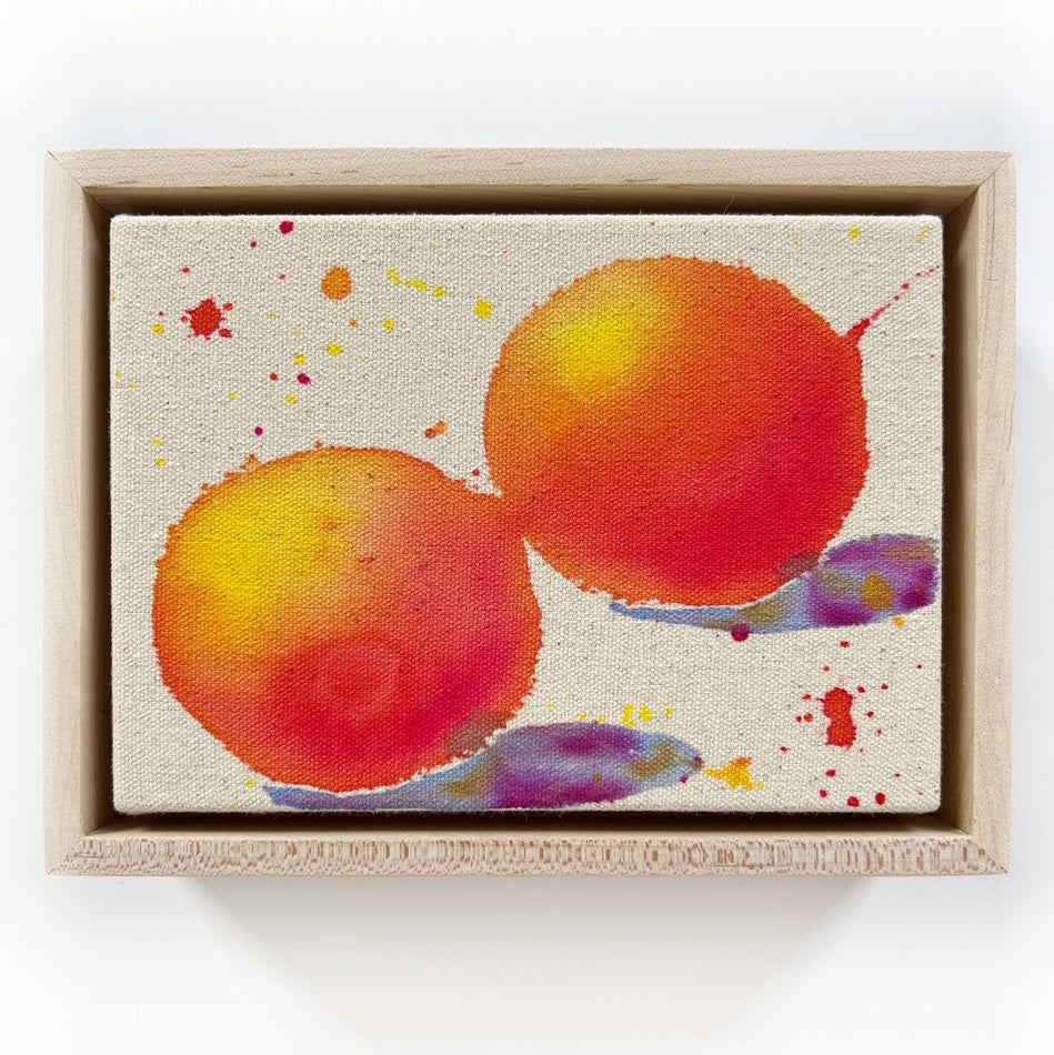 Cosmic Oranges 4, 5"x7" Painting // Framed