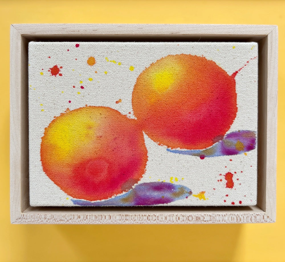 Cosmic Oranges 4, 5"x7" Painting // Framed