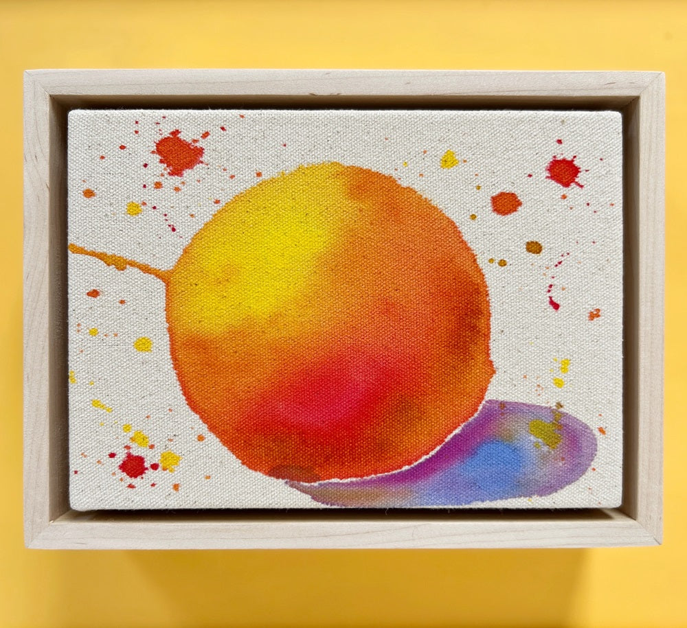 Cosmic Oranges 5, 5"x7" Painting // Framed