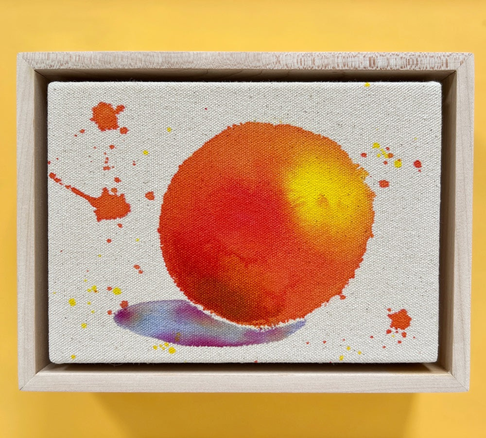 Cosmic Oranges 6, 5"x7" Painting // Framed