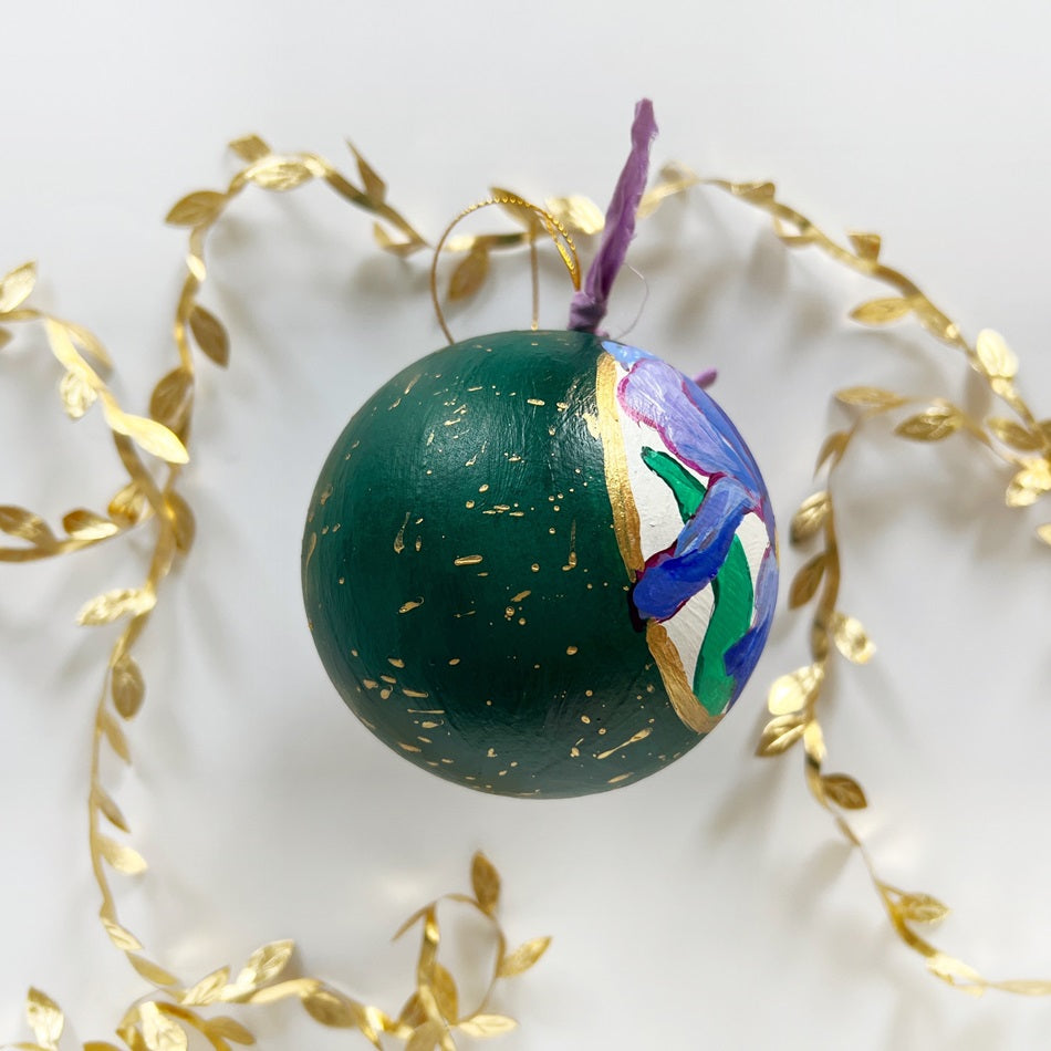 Emerald Jeweled Iris Ornament 2
