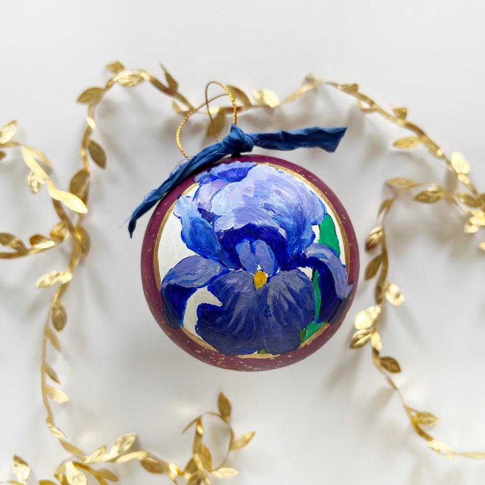 Garnet Jeweled Iris Ornament 3