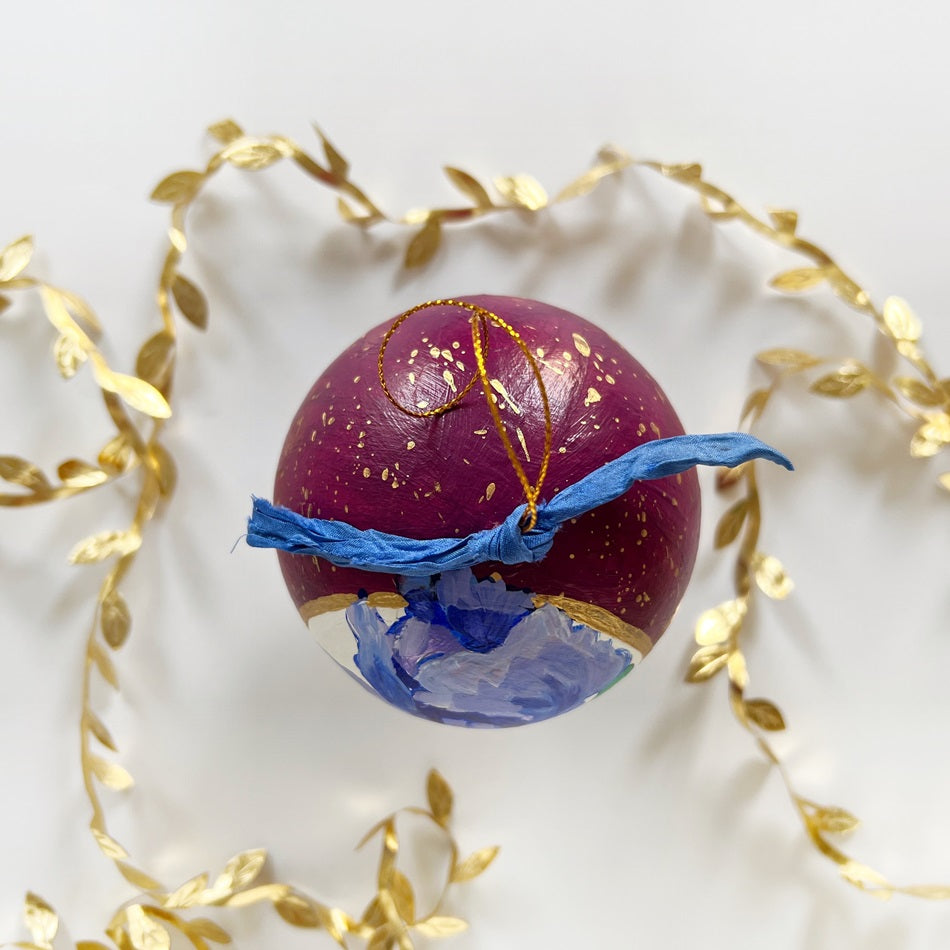 Garnet Jeweled Iris Ornament 3