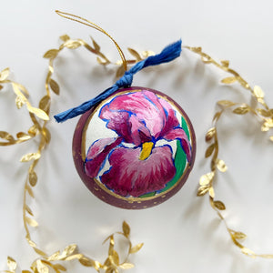 Garnet Jeweled Iris Ornament 1