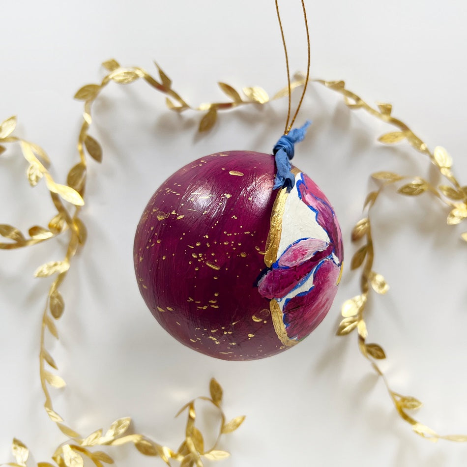 Garnet Jeweled Iris Ornament 1