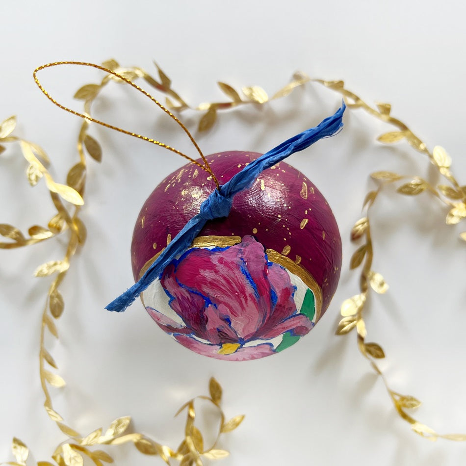 Garnet Jeweled Iris Ornament 1