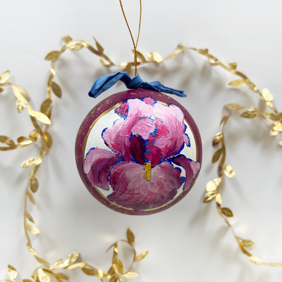 Garnet Jeweled Iris Ornament 2