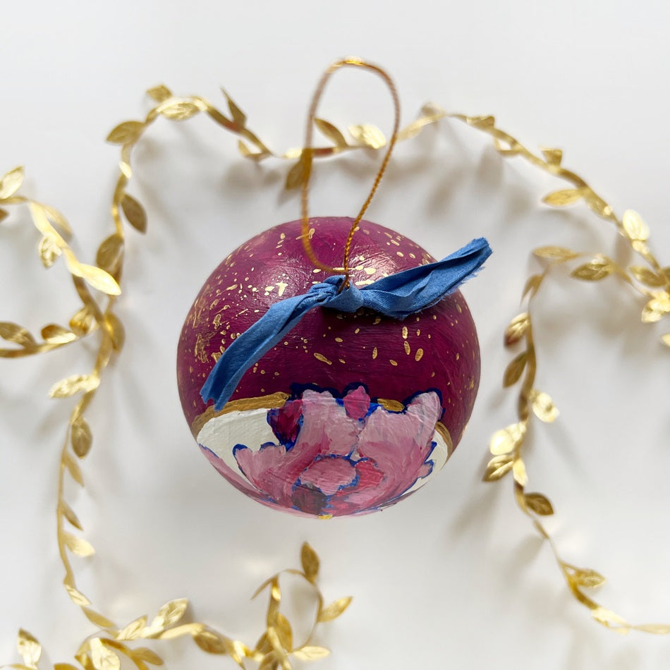 Garnet Jeweled Iris Ornament 2