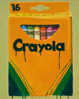 Green and Gold Crayon Box, 20"x20" Painting