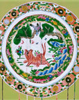 Green and Gold Lion Plate, 20"x20" Painting