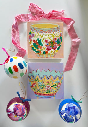 Yellow Scalloped Bowl, 6"x6" Painting