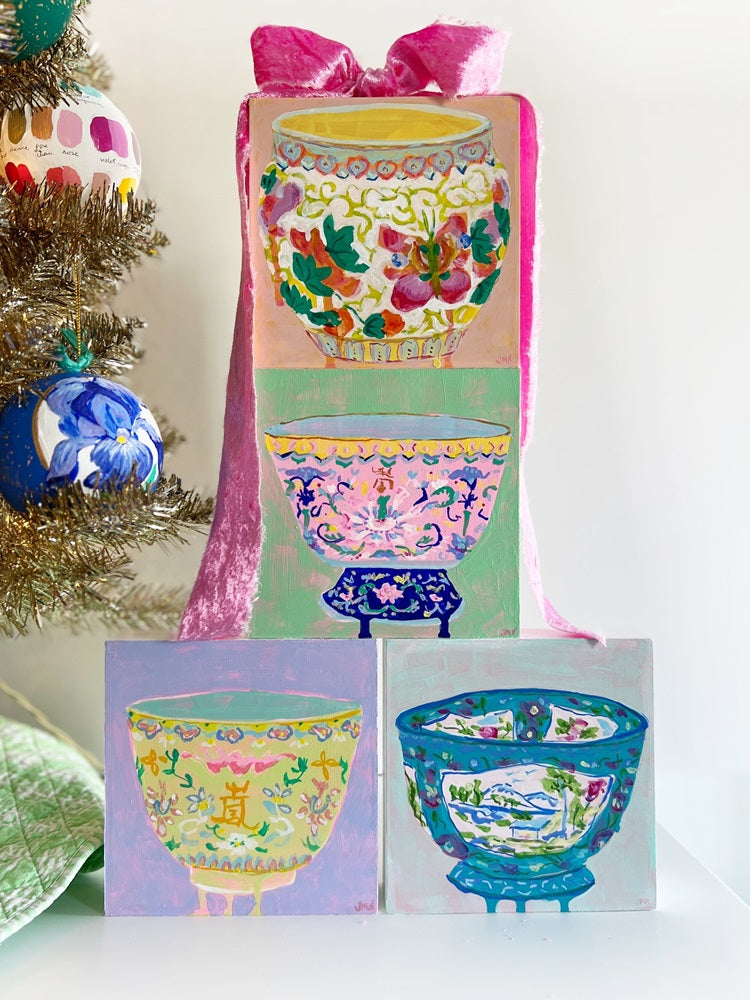 Blue Landscape Bowl, 6"x6" Painting