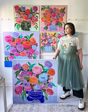 A Garden in the Rain, 36"x36" Painting