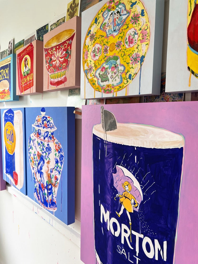 Indigo Iodized Salt Container, 18"x24" Painting