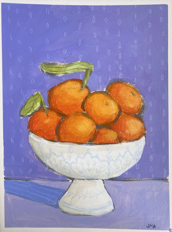 Orange and Other Colors 10, 9x12" painting on paper