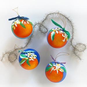 Azure Orange Blossom Round Ornament 1