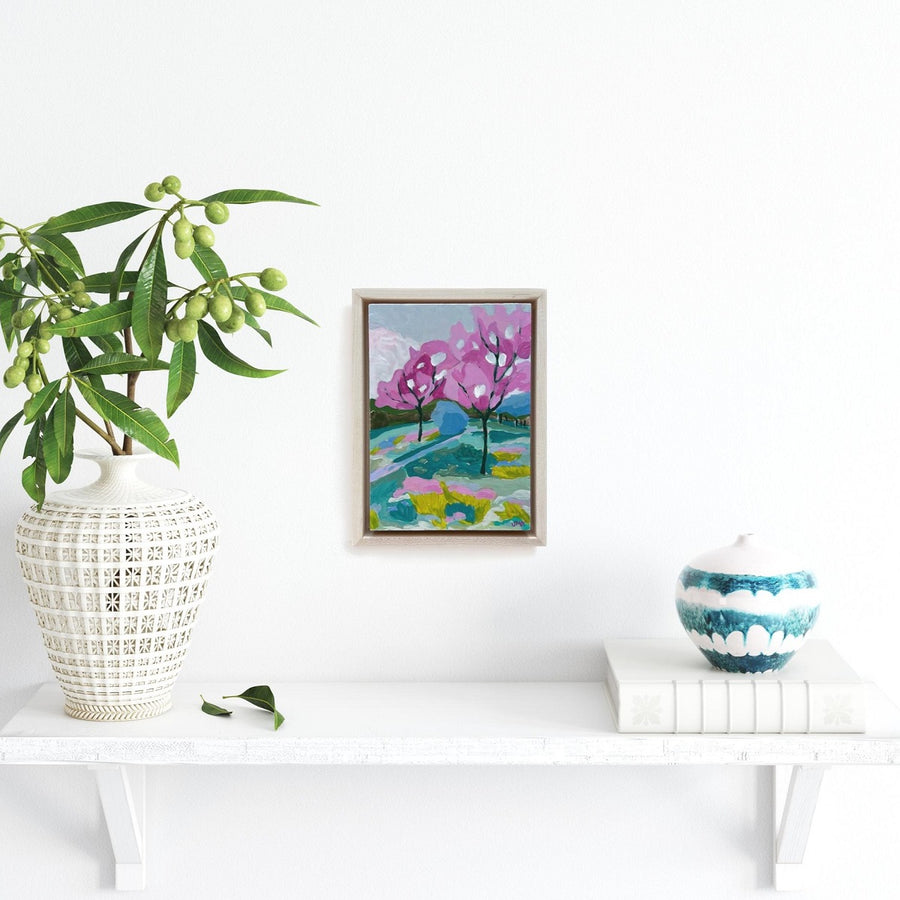 Perennially Blooming, 5"x7" Landscape Painting (framed)