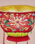 Red and Gold Floral Bowl, 10"x10" Painting