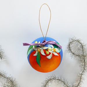 Royal Blue Orange Blossom Round Ornament 3