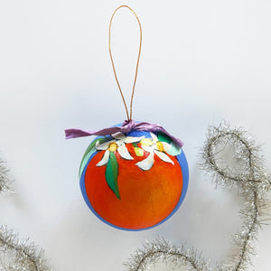 Royal Blue Orange Blossom Round Ornament 3