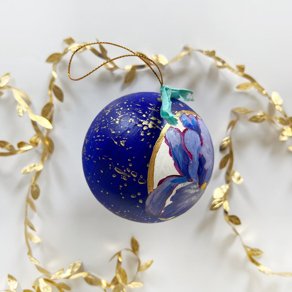 Sapphire Jeweled Iris Ornament 2