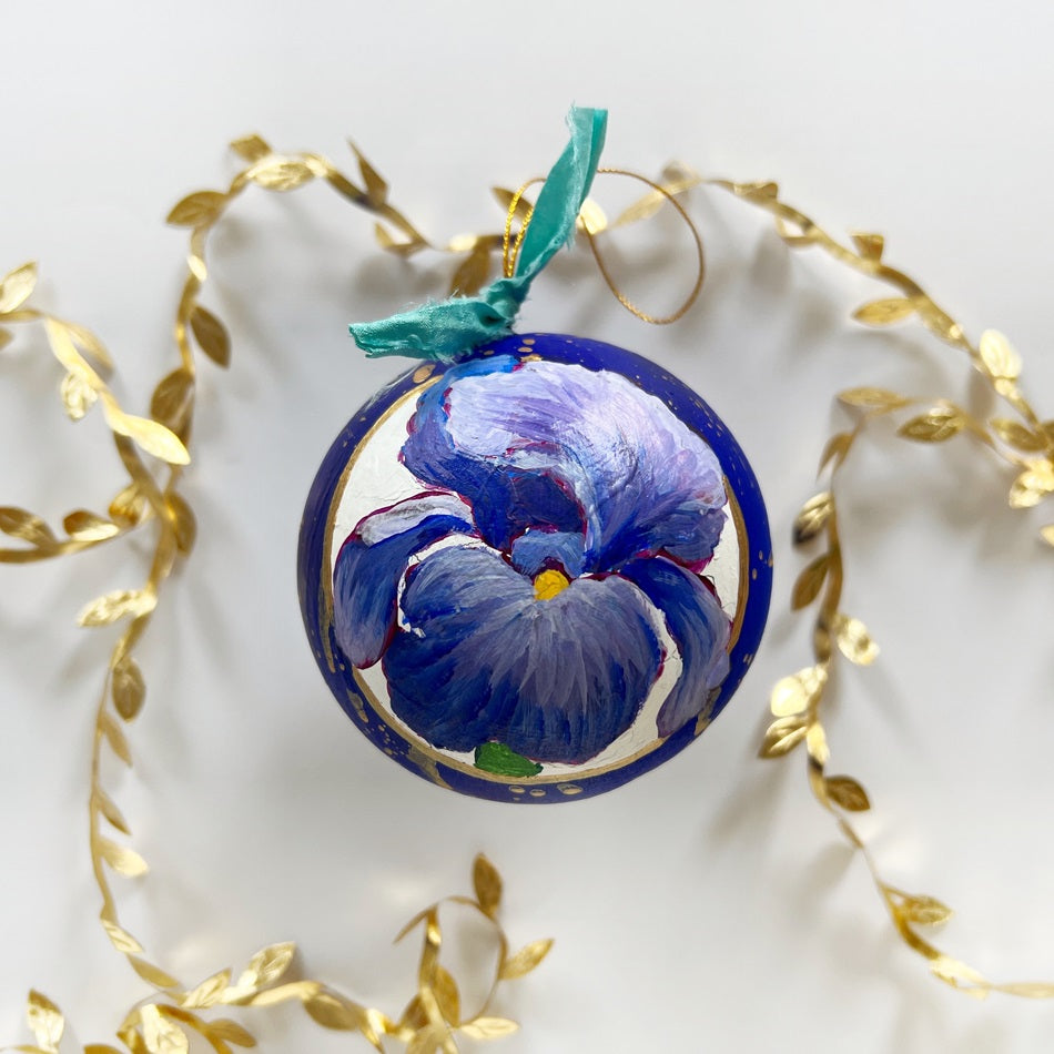 Sapphire Jeweled Iris Ornament 3